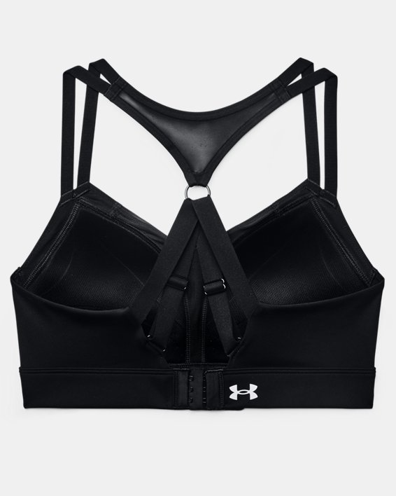 Women's HeatGear® High Solid Sports Bra, Black, pdpMainDesktop image number 9